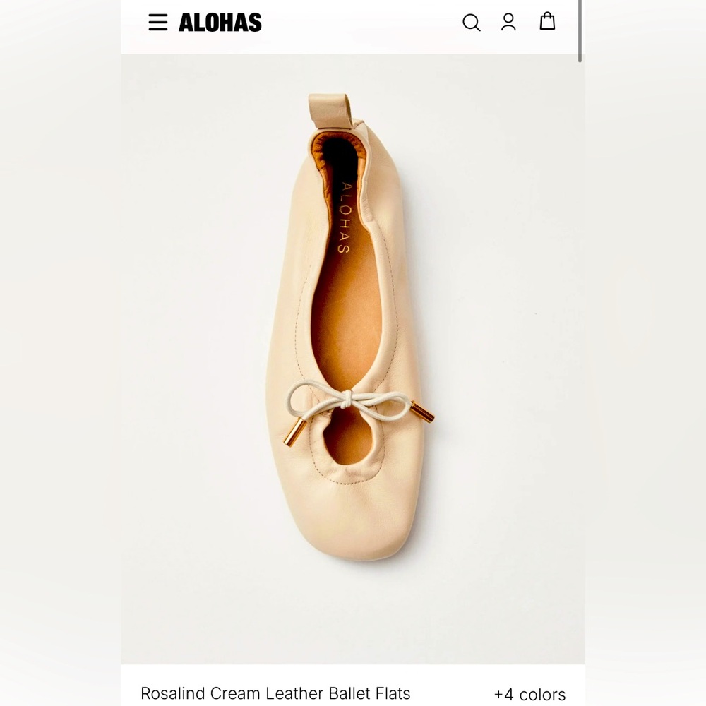 ALOHAS Rosalind Cream Leather Ballet Flats, size 6